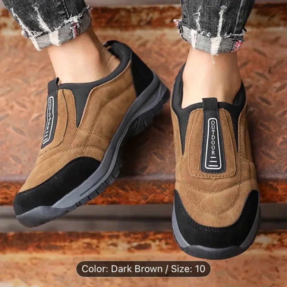 Brown and Black Men’s Slip-On Loafers Shoes with Rubber Sole